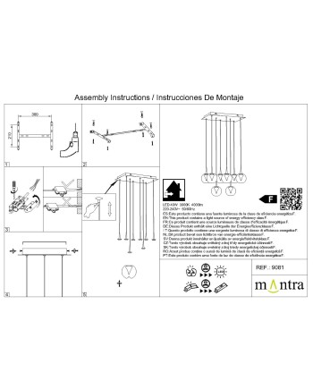 ANDROMEDA * LÁMPARA 8L- BASE RECTÁNGULO ORO - 8941+8938+8939+8940